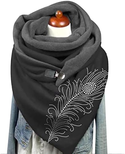 Praço de lenço de inverno para mulheres lenços de botão vintage de algodão multiuso térmico macio e confortável com