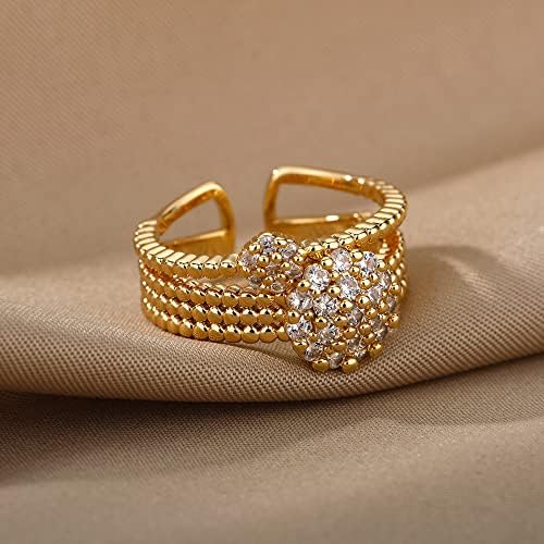 Oyalma Zircon Circle Open Rings for Women Crystal Gold Deding Charme Anel ajustável Casamento Valentine Jóias-89944