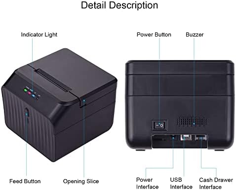 N/A Desktop 58mm Printina de recibo térmica Printina de barro com fio de barro USB Conexão BT Inside Suporte Esc/Pos Comando