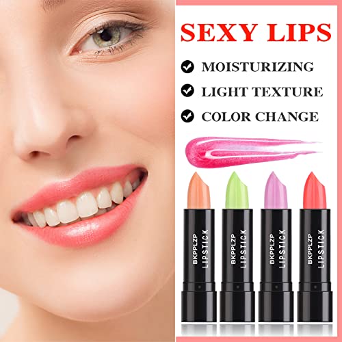 BKPPPLZP 4 Pacote Alteração do batom Lips Balm, pH temperatura Magic Cores Lipstick de geléia, à prova d'água Longa