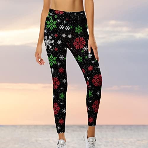 Calça de ioga feminina Leggings de Natal Controle de barriga de cintura alta