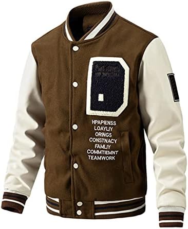Dyguyth Baseball Caats Hiphop Jacket Mens Classic Color Block Block Raglan Bomber Jackets Button casual Slim Fit