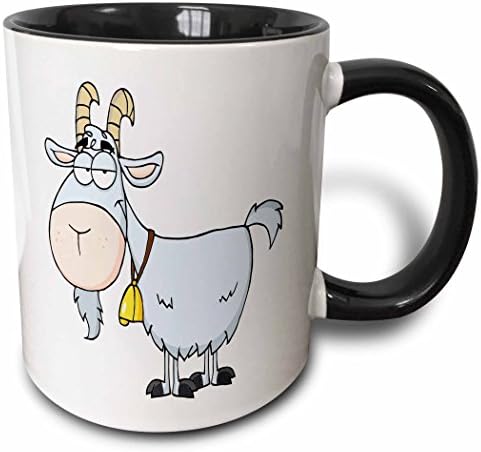 3drose Billy Goat Funny Animal Cartoon de dois tons caneca, 11 oz, preto/branco