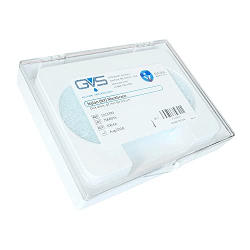 GVS Life Sciences 1213763 Discos de filtros de membrana de nylon, tamanho de poro de 0,1 mícrons, 90 mm de diâmetro