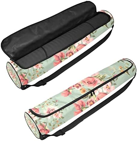 Flores vintage clássicas Yoga Mat Bags Full-Zip Yoga Carry Bolsa para homens, Exercício de ioga transportadora com