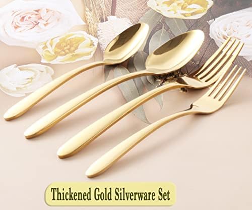 Conjunto de talheres dourados espessados ​​de 40 peças para 8 utensílios de talheres de ouro de 8 utensílios de ouro Conjunto de talheres de ouro para o hotel de restaurante de cozinha em casa, lava-louças
