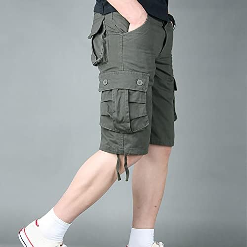 Mens shorts casuais, calças casuais da cintura masculina Coloque as calças multi -bolsos externos