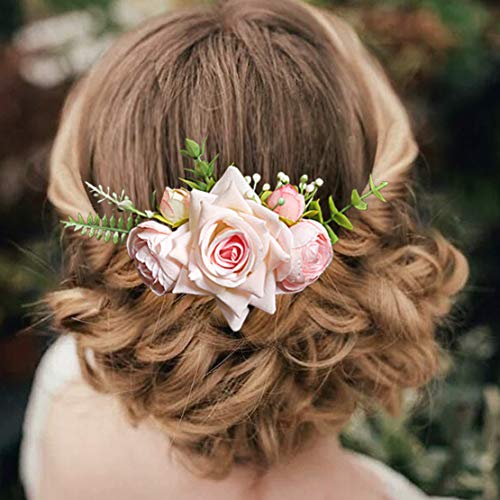 Fangsen Silver Wedding Rose Flower Hair pente