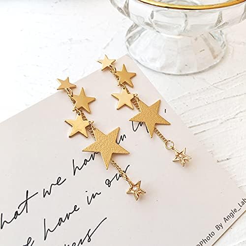 18k Gold Star Long Tassel Brincos Dangle para mulheres Brincos de estrela Star METEOR STAR LUCKY PARRA BRIINCO JOIXAS