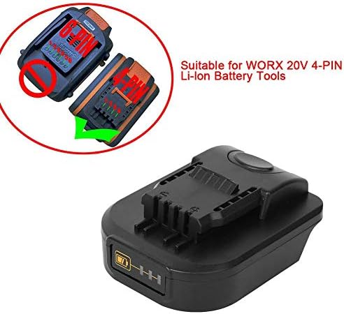 Fafeicy Battery Adaper, para 18V convertido para acessórios para ferramentas elétricas de 4 pinos WORX 20V