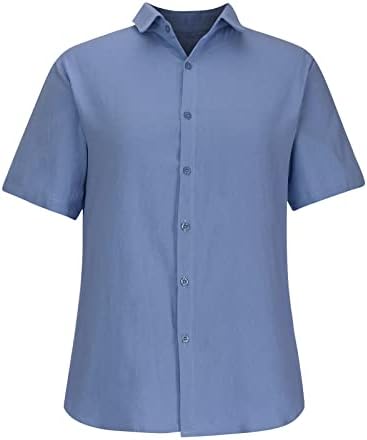 Camisas de linho para homens de verão Casual Casual Cor de manga curta Botões de colarinho Cardigan Blouse Tops