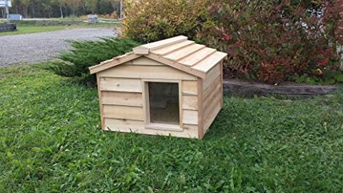 Casa de gatos ao ar livre | Casa de cedro isolada grande para 2 gatos ou um cachorro | Casa de cachorro pequeno com telhado