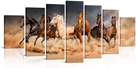 Levvarts enorme 7 peças pintando cavalos de tela decoração de arte de parede de parede impressão de animais selvagens na tela de lona