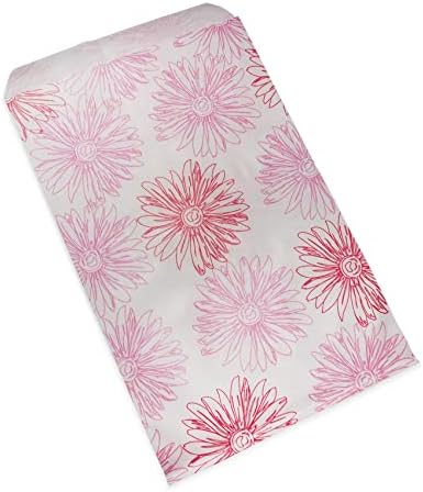 Sacos de presente de papel plana de flores rosa foffox 100pcs para mercadorias, artesanato, favores de festas, folhas comerciais,