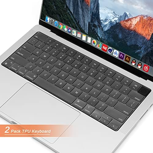 Tampa do teclado de silicone Mosis e 2 pacote TPU Teclado compatível com MacBook Pro 14 polegadas 2021 M1 Pro/Max A2442 e compatível