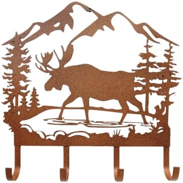 BestGifTever Rússico Moose Forest Mountain Cenary Cabin Decorative Hanging Hook - casaco, toalha, mochila, chave e muito mais