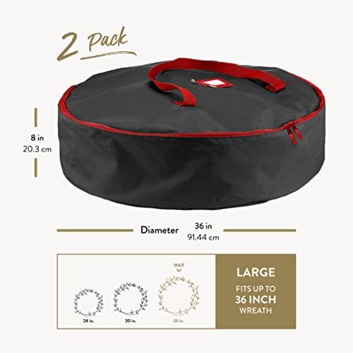 Zober 2 -Pack Christmas Wreath Storage Bag 36 - grinaldas artificiais, alças duráveis, zíper duplo e slot para cartão,