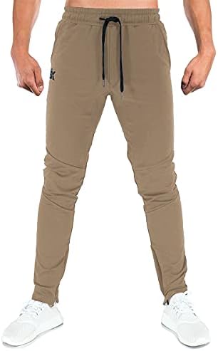 Calças esportivas de jogger masculinas de Brokig, bolsos de calças de moletom de ginástica do zíper do zíper do zíper