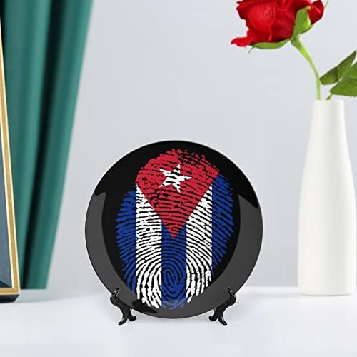 Placa decorativa de cerâmica de impressão digital da bandeira de Cuba com exibição Stand pendurada no aniversário personalizada casamento