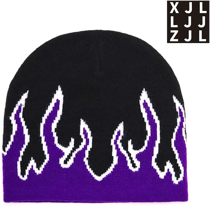 Fire Chame Beanie Baggy Slouchy Knit Rock Punk Ski Hat Skull Bap
