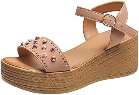 Ladies Wedge Beads Sandals Wedge Heel Platform Moda Button Casual Strap Sandals Neon Flats Sapatos femininos