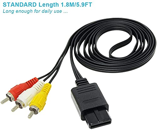 N64 AV CABO, 6 amlifestyle 1,8m SYNC Premium Composite RCA TV AV Display Cable Lead compatível com Nintendo N64, Gamecube e SNES