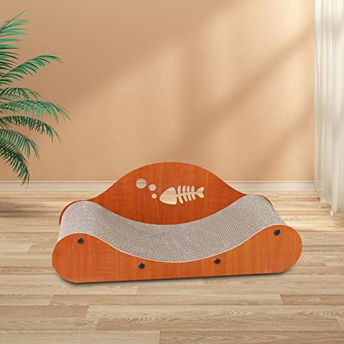 Ｋｌｋｃｍｓ Cat Scratch Bed Cat Scratcher Lounge Couch Cat Scranding Board para exercício de gatinho, padrão de osso de peixe