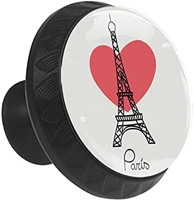 12 PCS Gabinete Torre Eiffel Simples com coração vermelho, manutenção de guarda -roupa de gaveta de cristal de cristal redonda