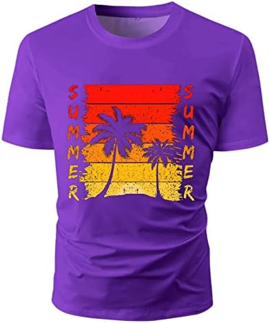 ZDDO Mens camisetas de verão letra de manga curta impressão casual havaiano Tees Crewneck Beach Tops Athletic Sports Tir