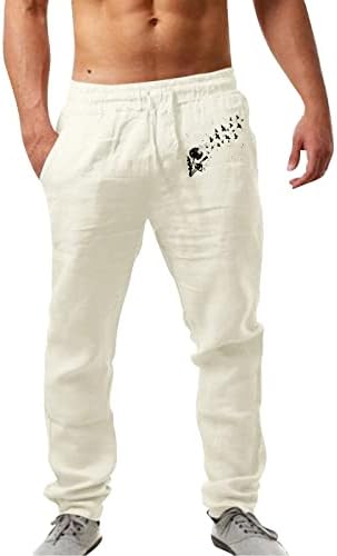 Miashui Little Year Moda Moda Casual Pocket Pocket Lace Up Calça Ponta de alvejante de tamanho grande para homens
