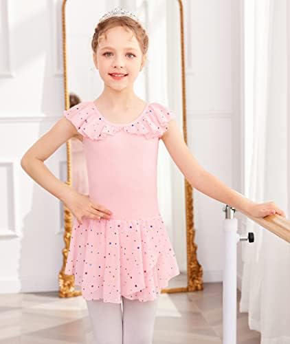 Zaclotre Girls Ballet Leotard com saia crianças coloridas mangas trajes de dança vestido de bailarina