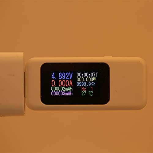LCD Exibir uma cor opcional de cor opcional inteligente Medidor de tensão digital, testador USB, carregamento de memória