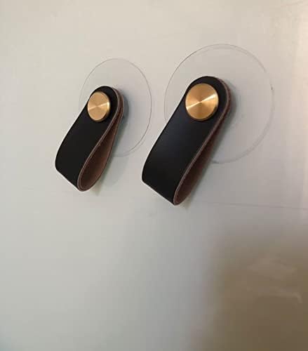 Ralf Pan Modern Black Leather Drawer Pull-Conjunto de 2 puxadores de gabinete para gavetas de close macio na cozinha, escritório