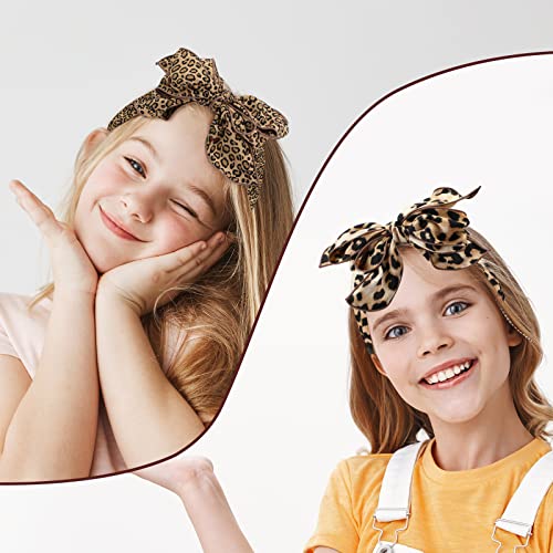 FVVMEED 2 peças Retro Leopard Print Fandas Multilamadas Bow Moda Mulher Banda da cabeça Banda de cabelo Bow-NOT HairBand Vintage