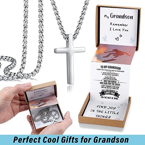 Presentes de colar cruzado de themerol com caixa de presente Pull Out para filho/neto/pai/amor na formatura/Dia dos Pais/Birthday