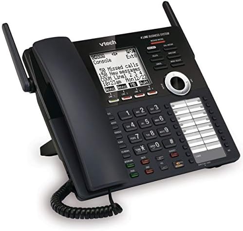 VTech AM18447 Console principal 4 linhas Expandível Sistema telefônico de escritório de pequenas empresas com a máquina de atendimento, intercomunicatória, atendente de automóveis e música em espera, preto