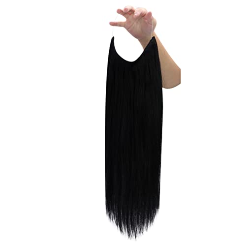 Extensões de cabelo humano preto de brilho completo com linha de peixe ajustável e extensões de pacote de trama de trama extensões