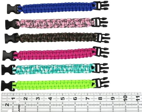Iconikal paracord pulseiras de sobrevivência com clipe, cores variadas, 6 médias e 6 grandes