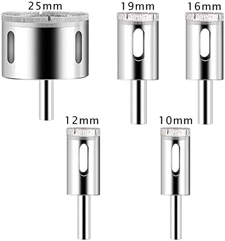 Oudtinx Diamond Bit Bit Coated Hole Sraw Set para vidro de granito de ladrilho, 3/8 a 1 polegada, 5 peças