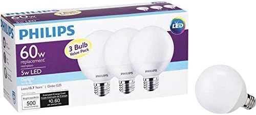 Philips LED LED LUZ G25 NÃO MEMPIVÍVEL FLEPLET: 500 lúmen, 5000-Kelvin, 5 watts, E26 Base, Daylight, 12-Pack