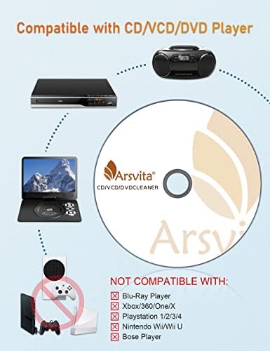 Arsvita CD Laser Lente Cleaner Disc Limping Conjunto para CD/VCD/DVD Player, seguro e eficaz