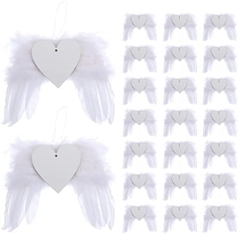 Aboofan 12 conjuntos sublimação ornamento coração plumagem em branco pendente de calor pendente de calor para artesanato de bricolage