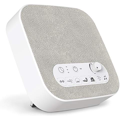 Máquina de som de ruído branco aurola com sons calmantes naturais, carregador USB, volume ajustável, fone de ouvido, timer automático,