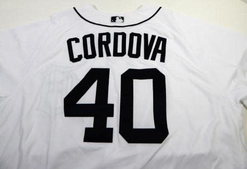 Detroit Tigers Marty Cordova 40 Jogo emitiu White Jersey 52 DP20906 - Jogo usado MLB Jerseys