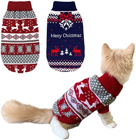 Cooshou 2pcs cachorro suéter de natal gato suéter de natal gato cão malha suéter de roupas de estimação de animais de