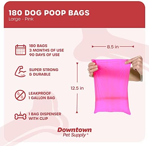 Downtown Pet Supply Sacos de cocô de cocô de cocô de clipes de dispensador de sacolas para cães sacos de trelas e chicotes de cães-