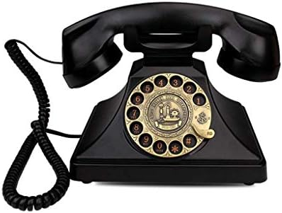 Walnuta Rotário Dial Telefone Retro antiquado telefonea fixo com campainha de metal clássica, telefone com fio com