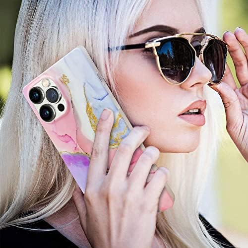 Banailoa Compatível para iPhone 13 Pro Max Case Square, Luxury Glitter Marble Case for Women Slim Protective Girly