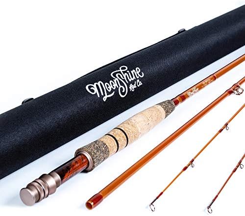 Moonshine Rod Co. The Revival Series Fly Fishing Rod, haste clássica de fibra de vidro com estojo de transporte e