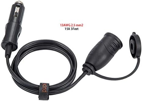 Ycind Cigarette Tleming to fêmea de cigarro, cabo de extensão da bateria 12V/24V 15A 13AWG Cord 3ft 3ft